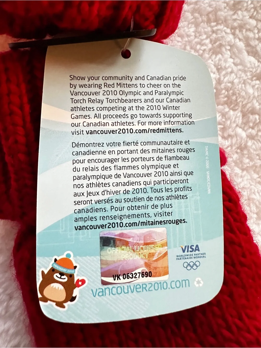 🏅 Vancouver 2010 Winter Olympics Red Mittens — NWT | Adult S/M